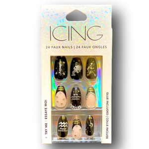 Zodiac Aquarius Birthday Squareletto Faux Nail Set - 24 Pack - NWT